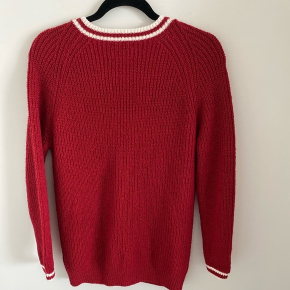 Zara Kids Blazer Cardigan Red w/ White Stripes V-neck Buttons Size 13-14/164 - Picture 3 of 5